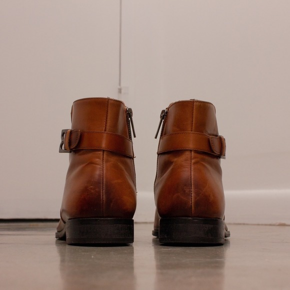 495$ Bruno Magli Angiolini Hand-burnished‎ calfskin Zip Boots